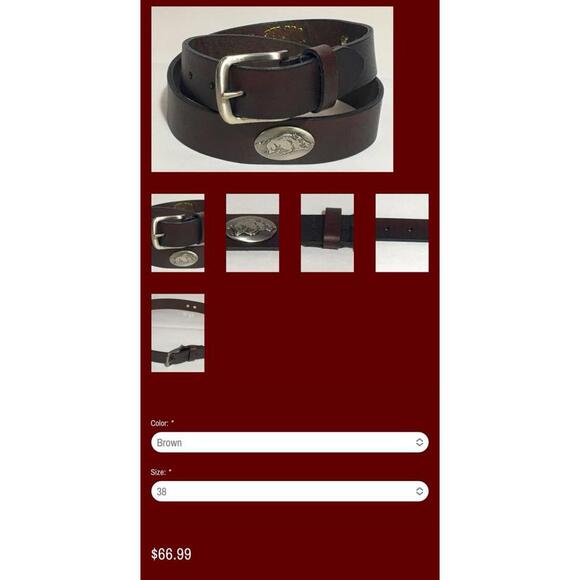 NWOT NCAA Arkansas Razorbacks Brown Leather Concho Belt Leather Size 38 Hunting - Picture 2 of 2